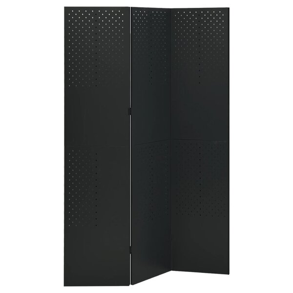 vidaXL Cloison de séparation à 3 panneaux Noir 120x180 cm Acier