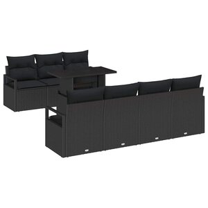 vidaXL Ensemble de canapé de jardin 8 Pièces Noir Poly rotin