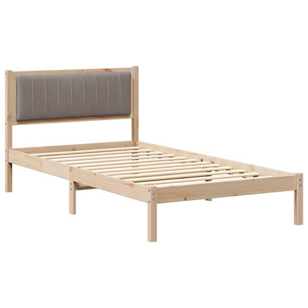 vidaXL Cadre de lit avec tête de lit rembourrée Taupe 100 x 200 cm