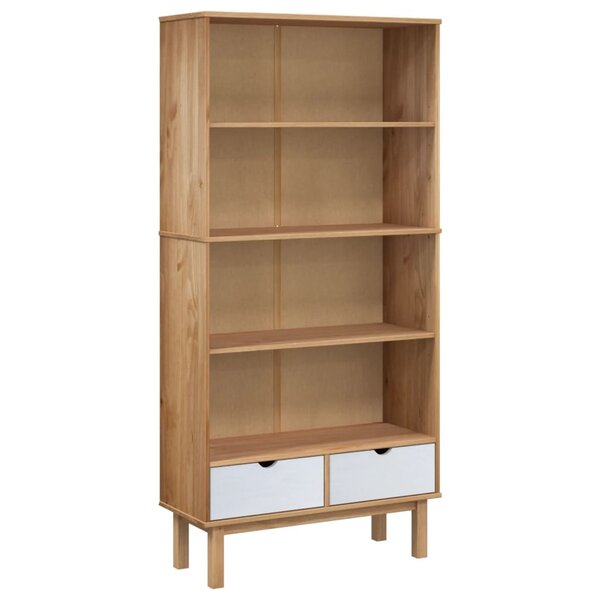 vidaXL Bibliothèque OTTA et 2 tiroirs Marron et blanc Bois massif pin