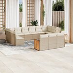 vidaXL Salon de jardin avec coussins 13 Pièces beige résine tressée
