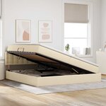 vidaXL Lit avec rangement et matelas avec matelas Crème 200 x 200 cm