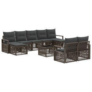 vidaXL Ensemble de canapé de jardin 10 Pièces Gris polyrotin