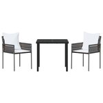 vidaXL Ensemble de salle à manger de jardin 3 pièces avec coussins Marron Poly Rattan