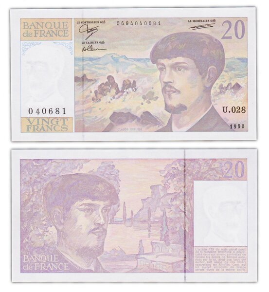 Billet de Collection 20 francs 1990 France - debussy - Neuf - P151d
