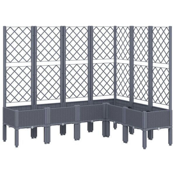 vidaXL Jardinière avec treillis gris 160x120x142 cm PP