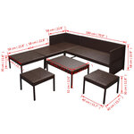 Salon de jardin meuble d'extérieur ensemble de mobilier 6 pièces avec coussins résine tressée marron 02_0016889