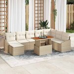 vidaXL Ensemble de salle à manger pour jardin 9 Pièces Beige  Crème