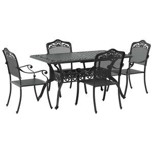 vidaXL Ensemble de salle à manger pour jardin 5 Pièces Noir Aluminium