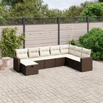 vidaXL Salon de jardin 8 Pièces avec coussins marron résine tressée