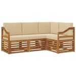 vidaXL Ensemble de canapés d'extérieur 4 pc Naturel et Beige Polyester
