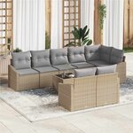 vidaXL Ensemble de canapé de jardin 9 Pièces Beige Poly rotin