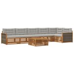 vidaXL Ensemble de canapés d'extérieur 7 Pièces Naturel et gris clair