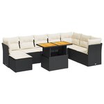 vidaXL Salon de jardin 9 Pièces avec coussins noir résine tressée