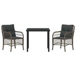 vidaXL Ensemble de salle à manger pour jardin 3 Pièces Gris polyrotin