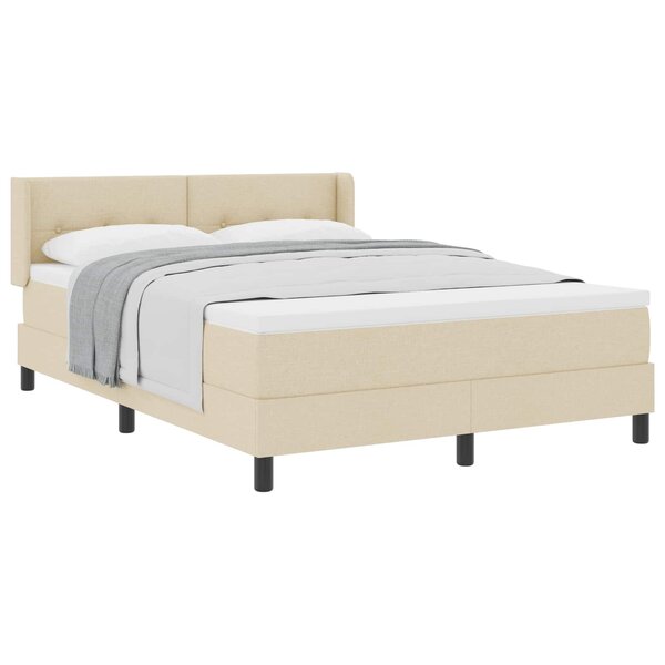 vidaXL Lit à ressorts avec tête de lit Crème 200 x 160 cm tissu