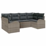 vidaXL Ensemble de canapé de jardin 6 Pièces Gris Poly rotin