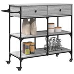 vidaXL Chariot de cuisine sonoma gris 105x42x95 cm bois d'ingénierie