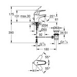 GROHE Robinet mitigeur lavabo Swift - Taille S - Chromé