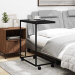 vidaXL Table d'appoint avec roues noir 55x35x70 cm bois d'ingénierie