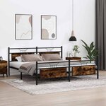 vidaXL Cadre de lit en métal sans matelas chêne fumé 200x200 cm