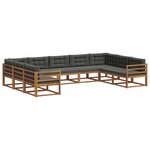 vidaXL Ensemble de canapés d'extérieur 9 pc Naturel et Anthracite