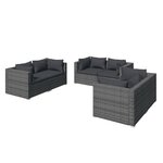 vidaXL Salon de jardin 6 Pièces avec coussins Résine tressée Gris