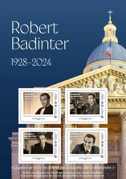 Collector 4 timbres - Robert Badinter (1928-2024) - Lettre Verte