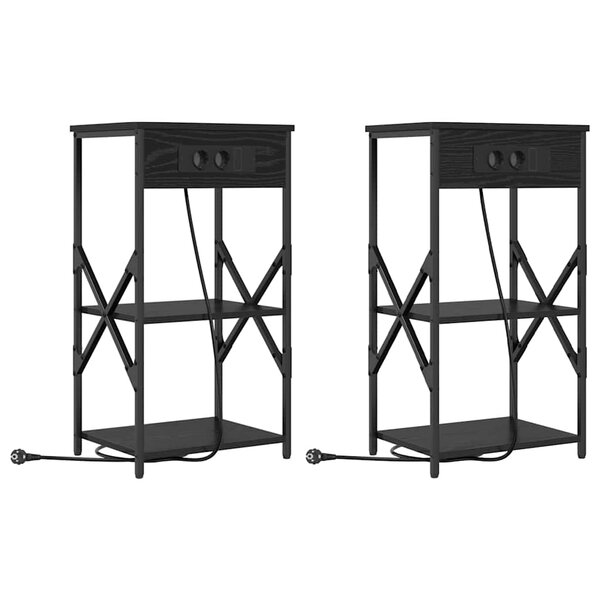 vidaXL Cabinet de chevet avec étagère 2 Pièces Chêne noir 41 x 31 x 76 cm