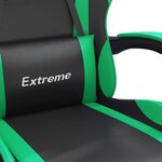 vidaXL Chaise de jeu avec repose-pied Noir et vert Similicuir