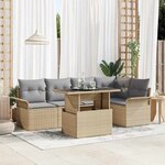 vidaXL Ensemble de canapé de jardin 6 Pièces Beige Poly rotin