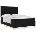 vidaXL Lit avec sommier Noir 140x200 cm Tissu