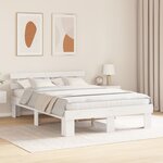 vidaXL Cadre de lit avec tête de lit blanc 140x200 cm en bois massif de pin