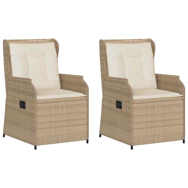 vidaXL Banc de jardin avec coussin 2 Pièces Beige Poly rotin
