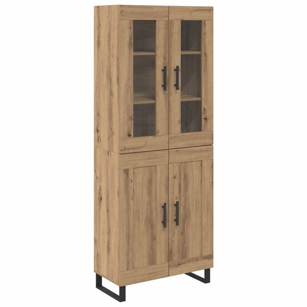 vidaXL Haut Armoire 2 Pièces Chêne artisanal Bois Aggloméré et Verre