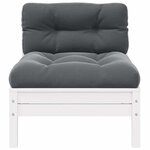 vidaXL Salon de jardin 3 Pièces avec coussins Blanc Bois de pin massif