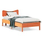 vidaXL Cadre de lit sans matelas cire marron 75x190 cm bois pin massif