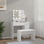 vidaXL Ensemble de coiffeuse avec LED Blanc brillant Bois d'ingénierie