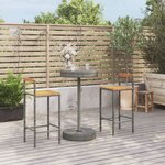 vidaXL Ensemble de bar jardin 3 Pièces gris poly rotin/bois massif acacia