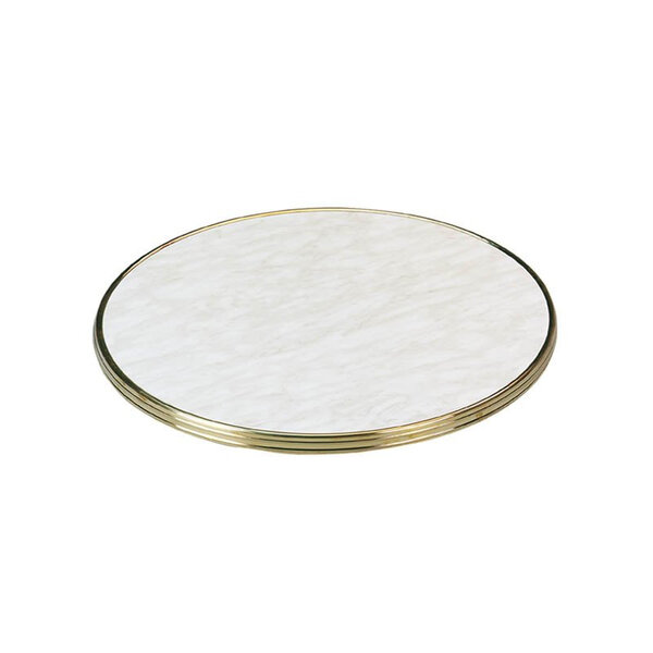 Plateau de table stratifié moulé marbre cerclage laiton ø 60cm -  - marbre