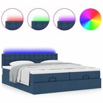 VidaXL Cadre de lit ottoman avec matelas bleu 200x200cm tissu