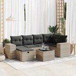 vidaXL Salon de jardin avec coussins 7 Pièces gris clair résine tressée