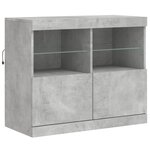 vidaXL Buffet avec lumières LED gris béton 81x37x67 cm