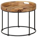 Vidaxl table basse bois de manguier massif et acier 50 x 40 cm
