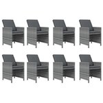 vidaXL Ensemble à manger de jardin coussins 9Pièces Résine tressée Gris
