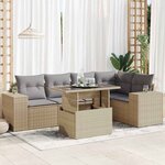 vidaXL Salon de jardin avec coussins 6 Pièces beige résine tressée