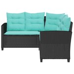 vidaXL Canapé de jardin 2 Pièces Noir et turquoise Poly rotin
