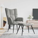 vidaXL Chaise de relaxation avec tabouret Gris clair Velours