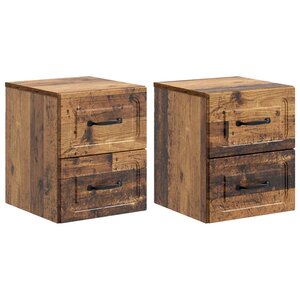 vidaXL Cabinet de chevet mural 2 Pièces Bois ancien 34 5 x 33 x 40 cm