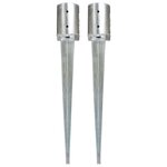 vidaXL Piquets au sol 2 Pièces Argenté 10x76 cm Acier galvanisé